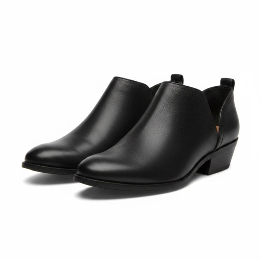 FRYE Rowen Slip-On Cut-Out Leather Ankle Boots Women 8 Black Western Versatile